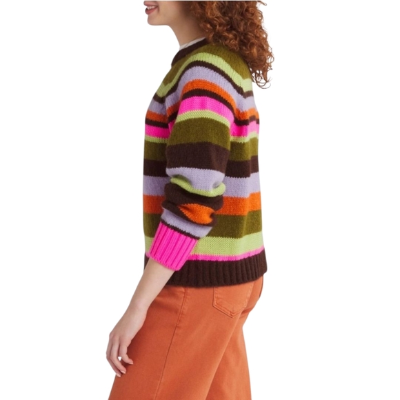 VELVET by Graham & Spencer Nessie Alpaca Stripe Sweater Womens Multi Crewneck XS - Picture 2 of 16